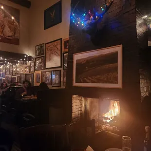 Interior fireplace. Warm and welcoming.