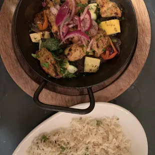 Chicken Kabob with side of rice