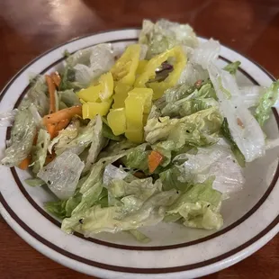 House salad that comes with the tortellaci