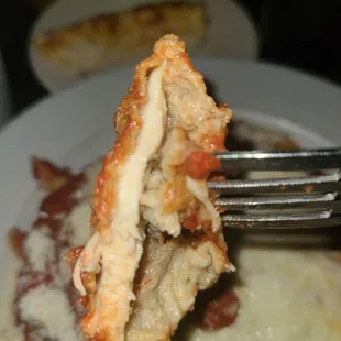 Chicken parm with skinny piece of chicken