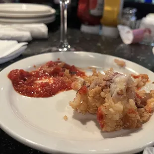 Calamari after she tried to cut it.