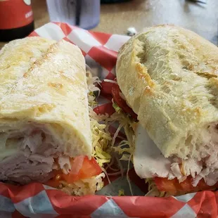 a sandwich in a basket