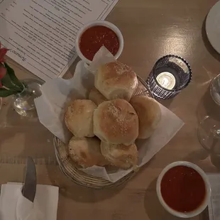 Rolls &amp; marinara sauce - so so good!