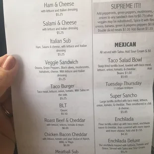 menu