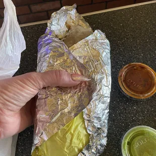 Sooo dang good. Carne asada burrito. Big enough to feed a family.
