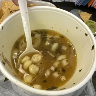 "Pazole" made from a white woman because no way a Mexican did this. If they did, they should be ashamed!