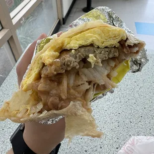 Breakfast burrito with Sausage, Egg &amp; Cheese Burrito