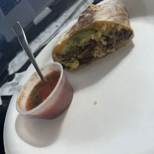 steak and egg burrito with avocado!
