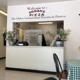 the front desk of the restaurant