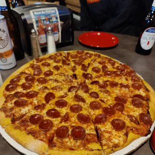 a pepperoni pizza