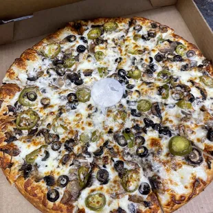 White Sauce Mushrooms black olives and jalapeño. Quality ingredients