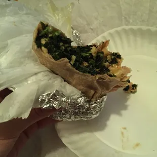 Chicken, Spinach, and garlic wrap.