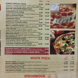 pizza, menu