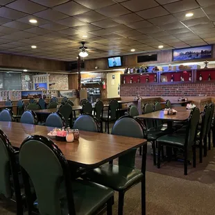 tables and chairs in a restaurant