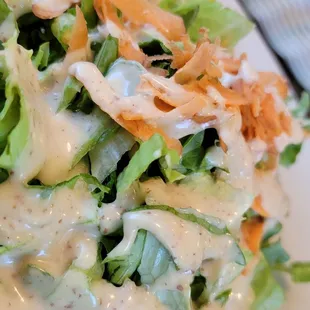 a close up of a salad