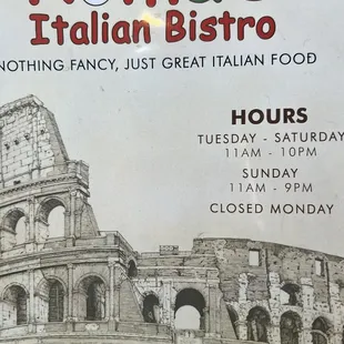 Menu with hours 2.16.2023