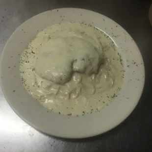 Chicken parmigiana with Alfredo