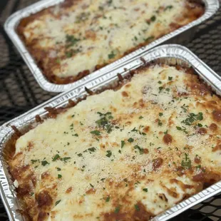 two pans of lasagna