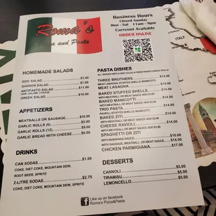 menu