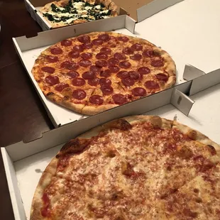 Cheese, pepperoni, and white spinach for dinner