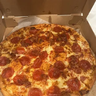 Pepperoni and bacon pizza