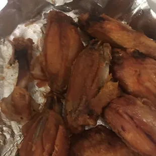 Dry chicken wings, i was barely able to eat one it so hard to chew.