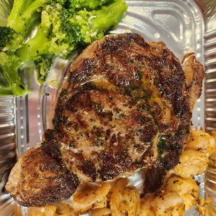 a steak and broccoli
