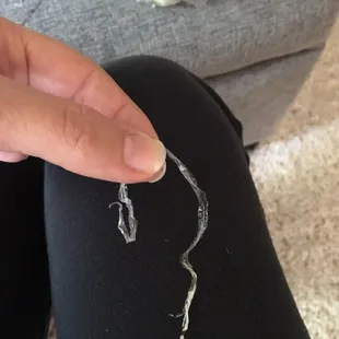Piece of plastic found in my grilled chicken Caesar salad. Ordered delivery. Wilted lettuce, tough chicken, and plastic!