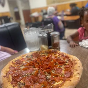 a large pepperoni pizza