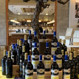 a display of wine bottles