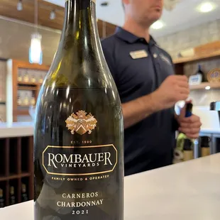 a bottle of chardonnay