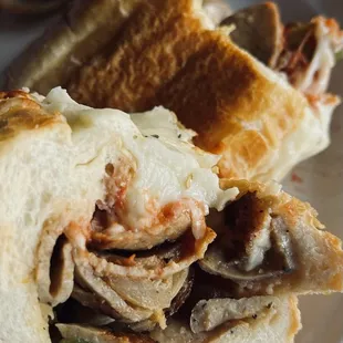 Sausage Parm, excellent proportions, even though picture looks a little bready.