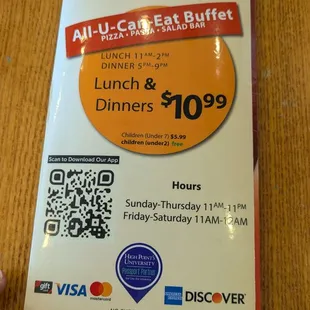 Buffet offered. Our experience viewing it was not appealing.