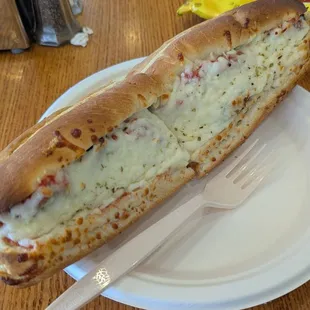 Meatball sub. Not great, but edible. Cheese could have used more melting.