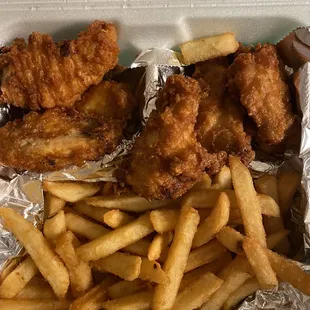 Chicken Wing ding and French Fries