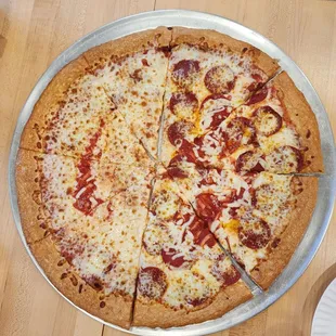 XL Pizza 1/2 Peperoni  1/2 Cheese