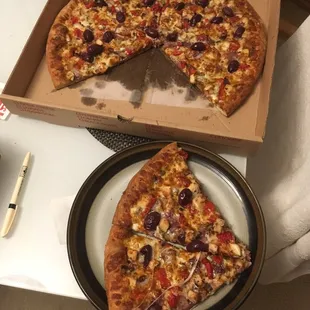 21" chicken pesto pizza.