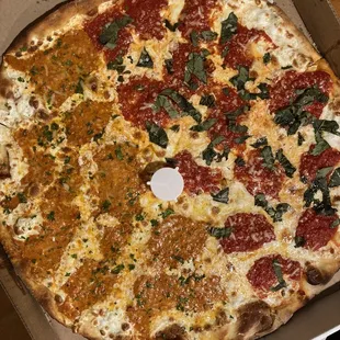 Half Vodka Sauce Pizza, Half Margherita Pizza