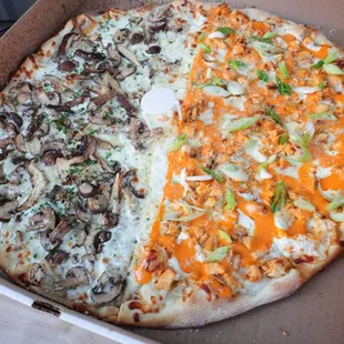Half black mushroom truffle and half Buffalo chicken