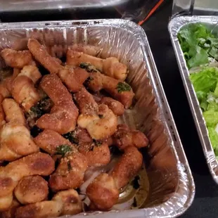 Garlic Knots and Cesar Salad
