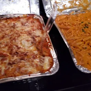 Penne and Baked Ziti with meat sauce