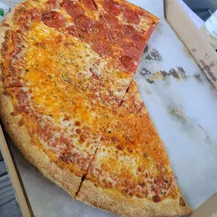 50% cheese, 50% pepperoni...100% NY style pizza!!