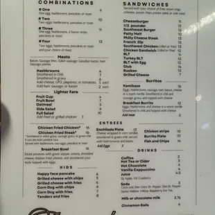 menu