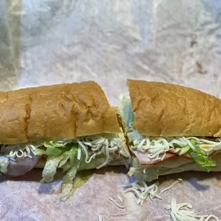 a sub sandwich cut in half