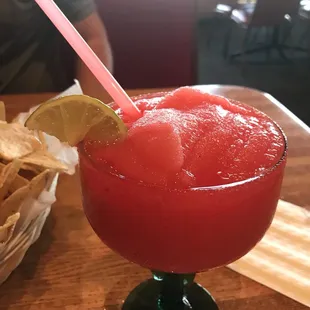 Blended Strawberry Margarita with Sugar