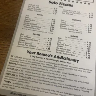 "Mexican" menu