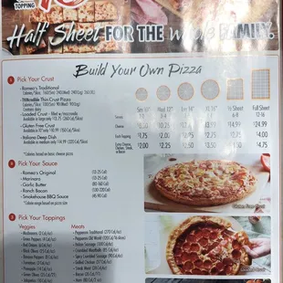 pizza, menu