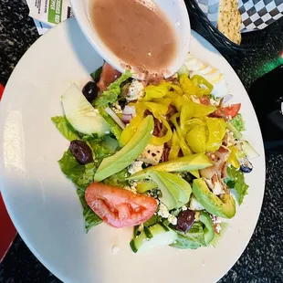 a salad with dressing