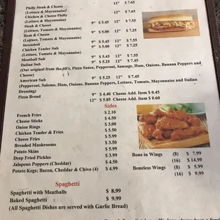 the menu for the restaurant