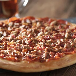 Butcher Shop Pizza - Pepperoni, Sausage, Ham, Bacon, Crumbled Meatballs, Original Pizza Sauce &amp; Wisconsin Cheese Blend